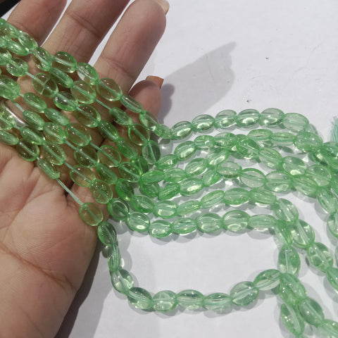 Light Green 6mm Oval Glass Beads 1 String