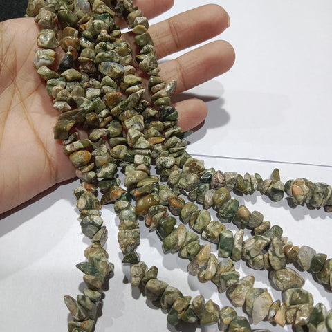 Mix Shaded Green Fancy Uncut Stone Beads 1 String