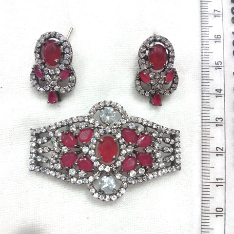 High quality AD stone pendant with earings