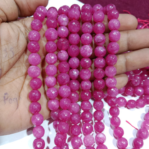 8mm Agate Beads Rani Pink Shaded 45 Pcs