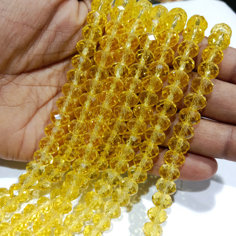8mm Transparent Yellow Crystal Beads