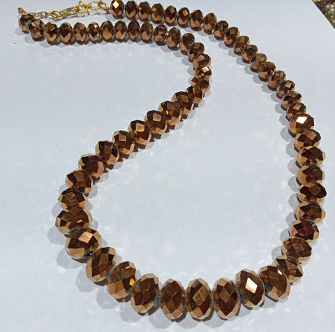 High Quality Gradation Brown Crystal Beads Mala