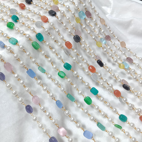 High quality monalisa beads with pearl ganthan beads chain