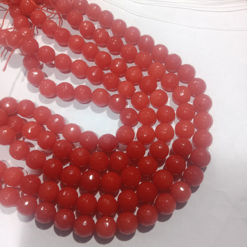 Agate Beads 10mm Rose Red Opaque