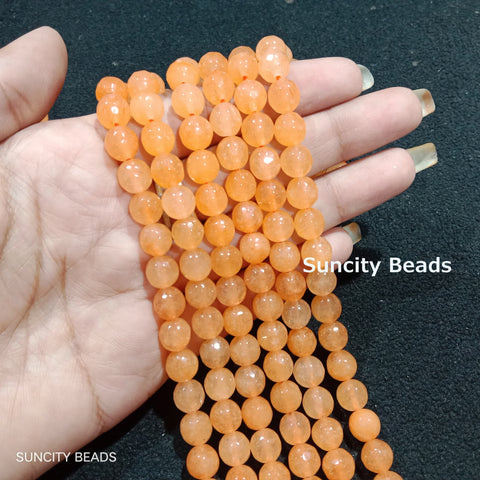 8mm Agate Beads Transparent Light Peach  45pcs