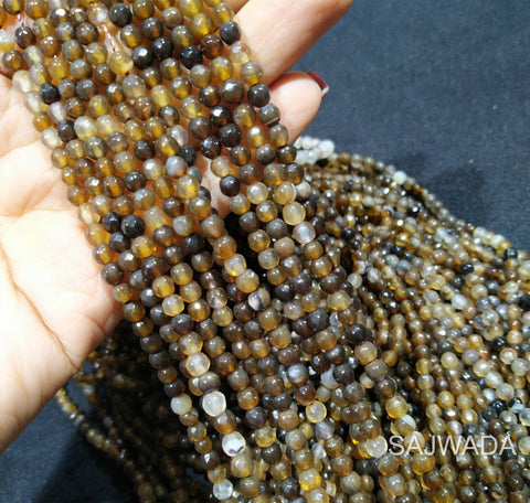 Agate Beads 4mm Brown Shaded Texture