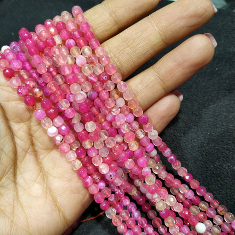 Agate Beads 4mm Rani Pink Texture