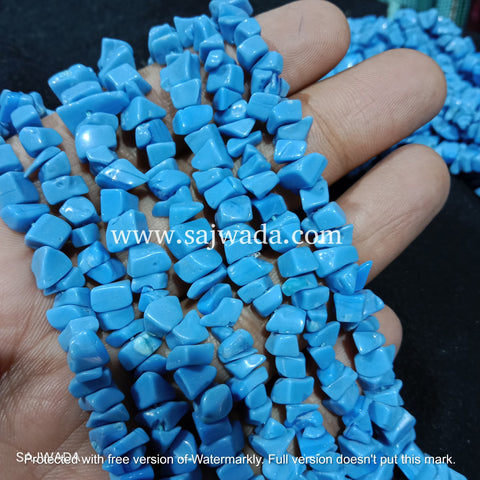 Sky Blue Chip Uncut Glass Beads 100 Pcs