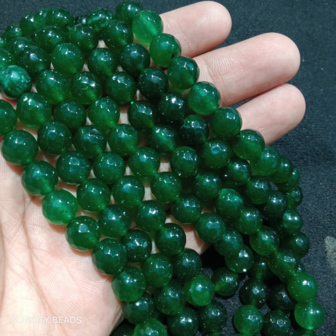 Dark Green 10mm Agate Beads 37pcs