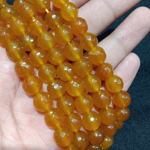 Transparent Yellow 10mm Agate Beads