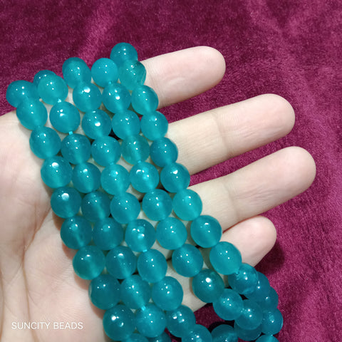 Sea Blue 10mm Agate Beads 37pcs