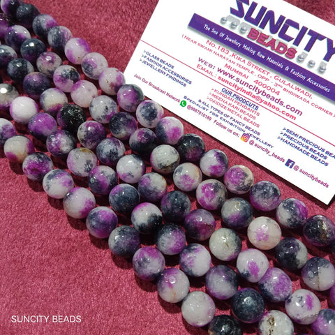 Texture Purple 10mm Agate Beads 37pcs