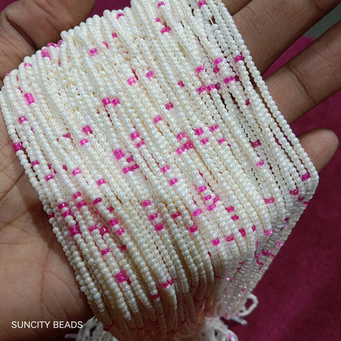 High Quality Rani Pink Seed Beads Small Size 10 Strings