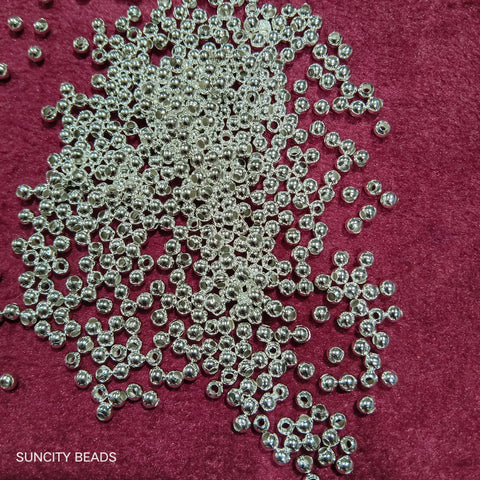 Round 3mm Silver Oxidize Metal Spacer Beads 1000Pcs