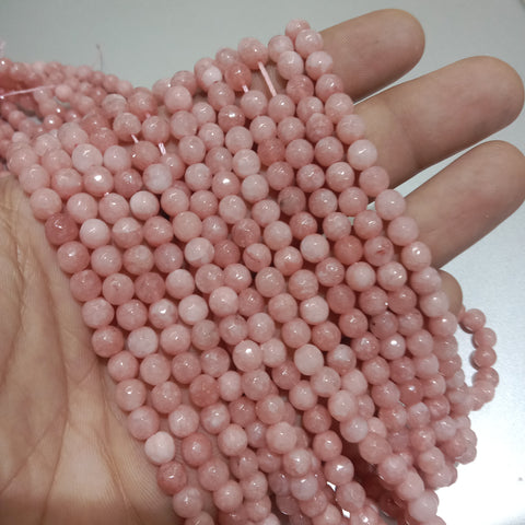 Light Carrot Pink Facited Round 6mm Agate Beads 60 Beads