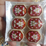 Octagon Red Meenakari Kundan Brooch 6pcs