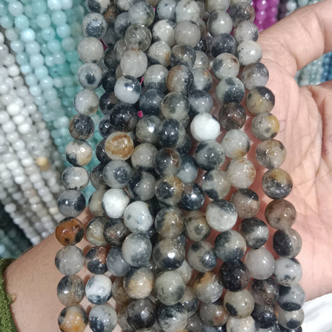 8mm Agate Beads black and white Shaded 45 Pcs
