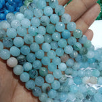 8mm Agate Beads Texture Sky Blue 45 Pcs