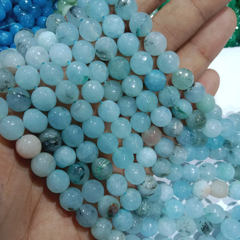 8mm Agate Beads Texture Sky Blue 45 Pcs