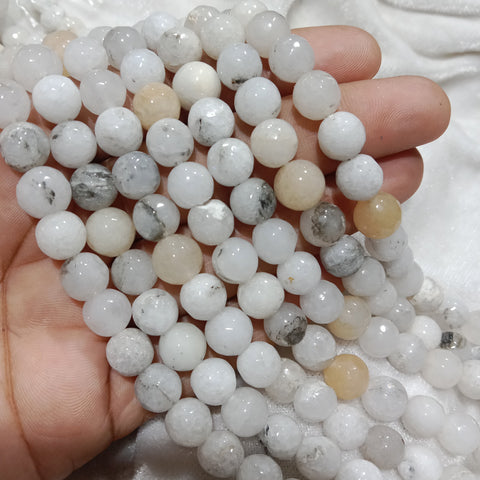 Agate Beads 8mm textures white shaded 45pcs