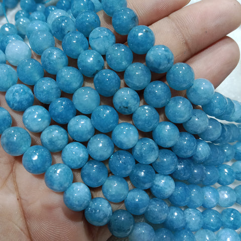 Sky Blue Texture 8mm Agate Beads 45pcs