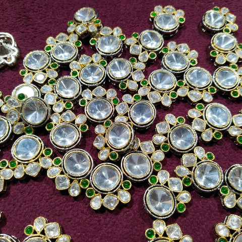 2 pcs High quality polki kundan broach