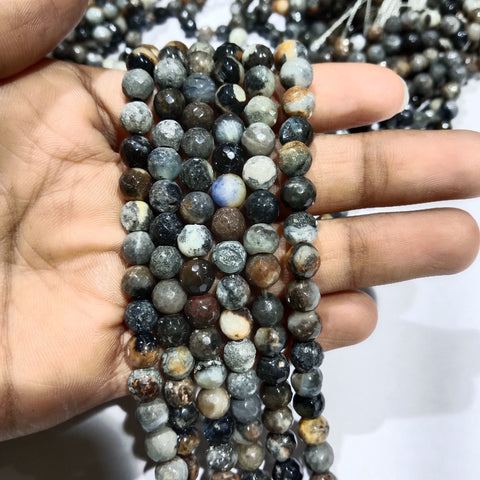 Texture Grey 6mm Agate beads 1 string