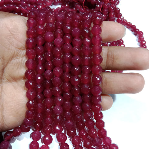 Ruby Pink 6mm Agate beads 1 string