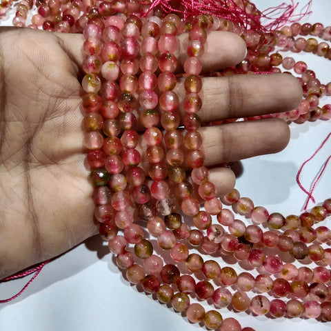 Shaded Pink 6mm Agate beads 1 string