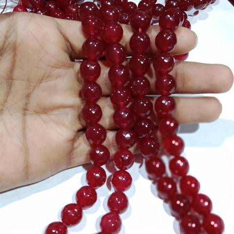 Dark ruby 10mm agate beads 1 string