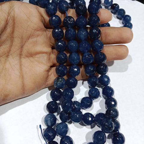 Dark texture blue 10mm agate beads 1 string