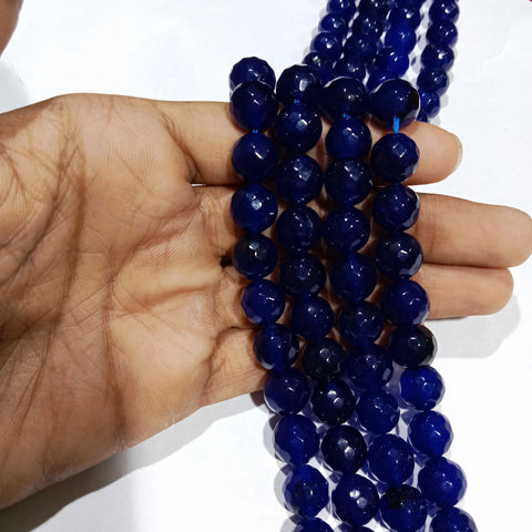 Dark blue 10mm agate beads 1 string