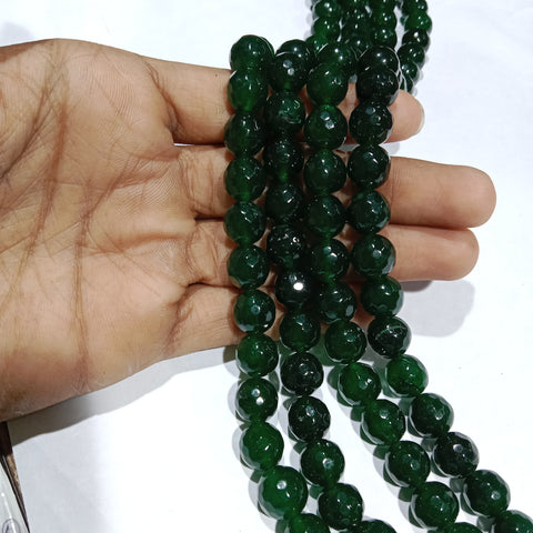 Dark green 10mm agate beads 1 string