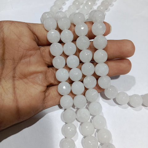 Opque white 10mm agate beads 1 string