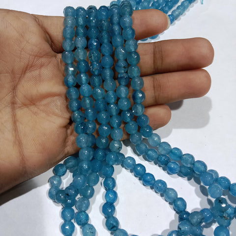 Sea Blue 6mm Agate beads 1 string