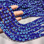 Evil eye beads 8mm size 1 string blue color