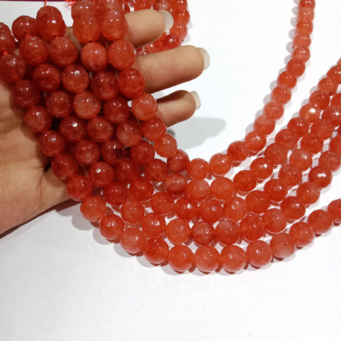 Dark orange 10mm agate beads 1 string