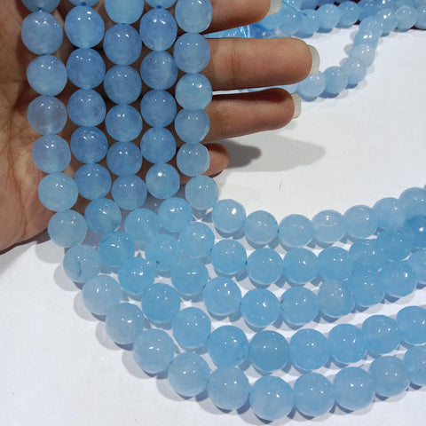 Aqua blue 10mm agate beads 1 string
