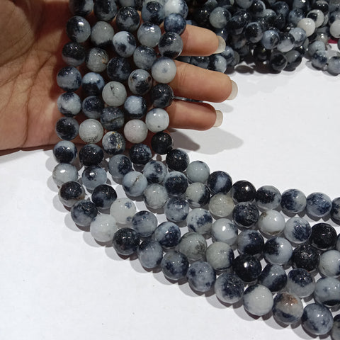 Texture Black & White 10mm agate beads 1 string