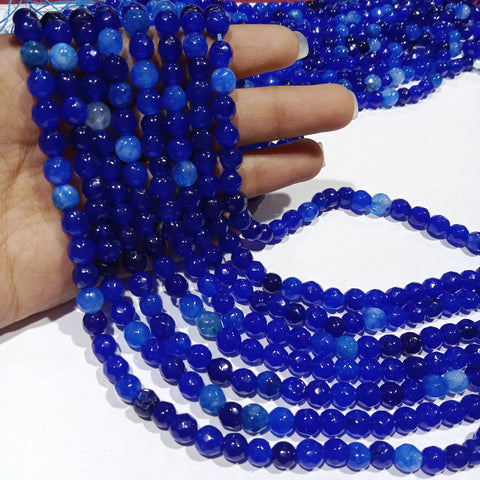 Dark Shaded Blue 6mm Agate beads 1 string
