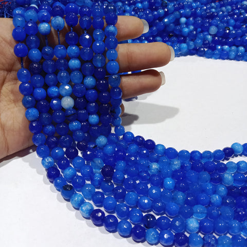Shaded Blue 6mm Agate beads 1 string