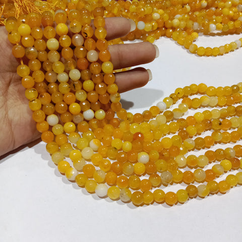 Shaded yellow 6mm Agate beads 1 string