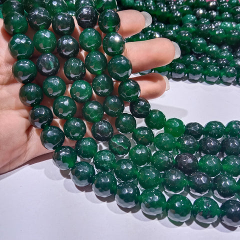 Dark green 10mm Agate beads 1 string