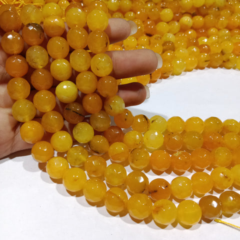 Shaded yellow 10mm Agate beads 1 string