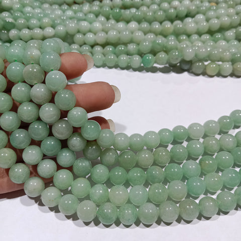 Mint Green 8mm plan agate beads 1 string