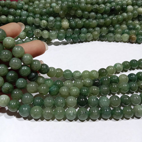 Mix Green 8mm plan agate beads 1 string