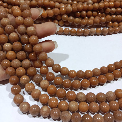 Shaded Brown 8mm plan agate beads 1 string