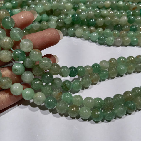 Shaded Green 8mm plan agate beads 1 string