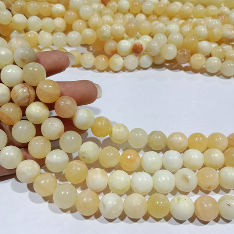 Light Shaded Yellow 10mm Plan Agate Beads 1 string