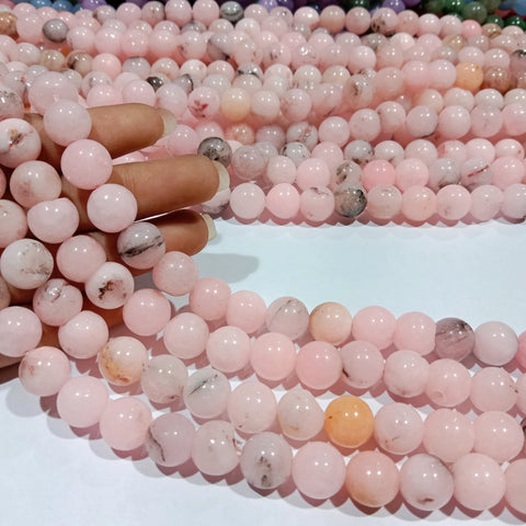 Light Baby Pink 10mm Plan Agate Beads 1 string